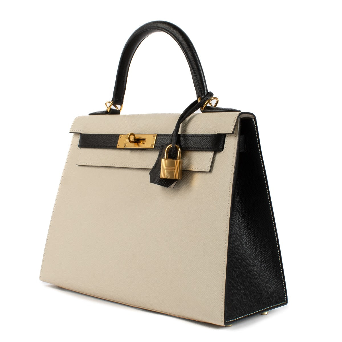 Hermès 2021 Horseshoe Kelly 28 Nata/Black Epsom GHW