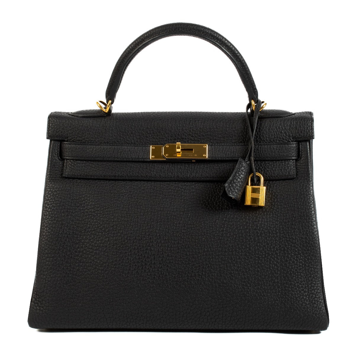 Hermès Kelly 32 Black Taurillon Clemence Gold Hardware