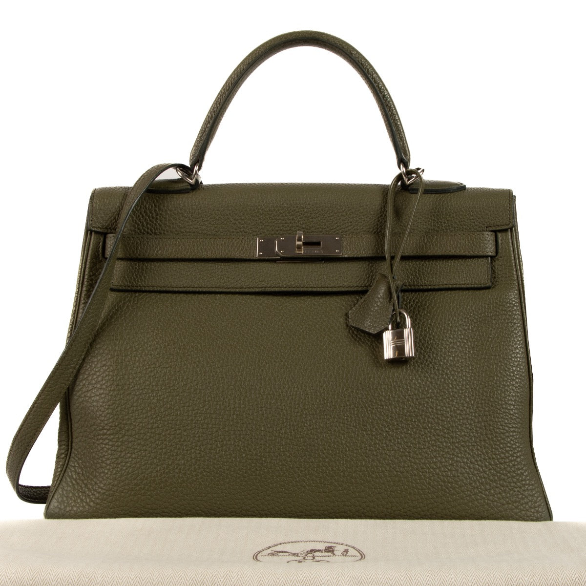 shop 100% authentic second hand Hermès Kelly 35 Olive Togo PHW on Labellov.com