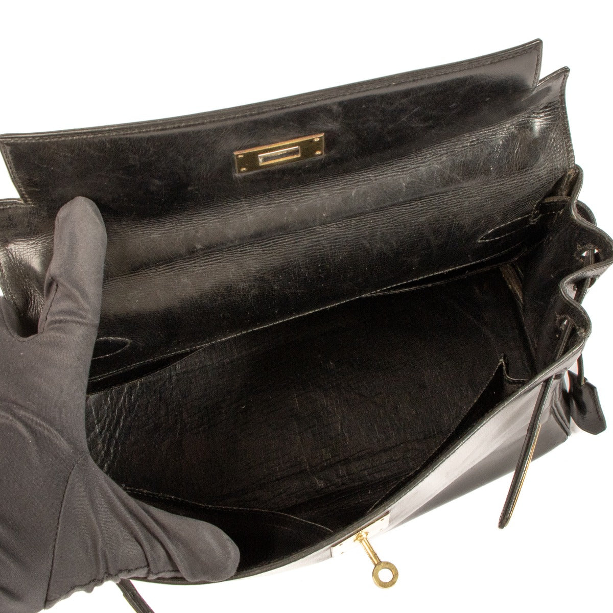 Hermès Vintage Kelly 28 Black Box GHW