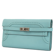 Hermès 2015 Kelly Classique Ghillies Wallet Blue Atoll Swift PHW