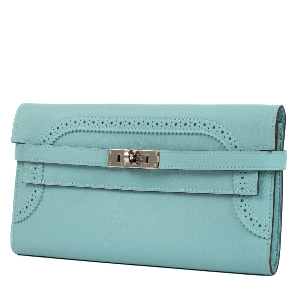 Hermès 2015 Kelly Classique Ghillies Wallet Blue Atoll Swift PHW
