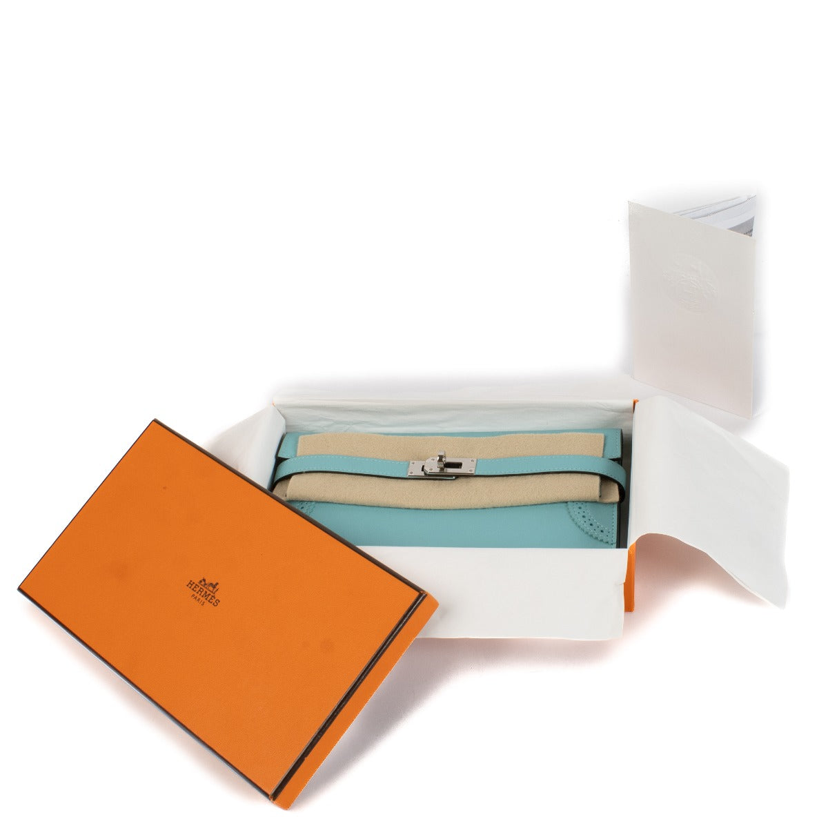 Hermès Kelly Classique Ghillies Wallet Blue Atoll Swift PHW