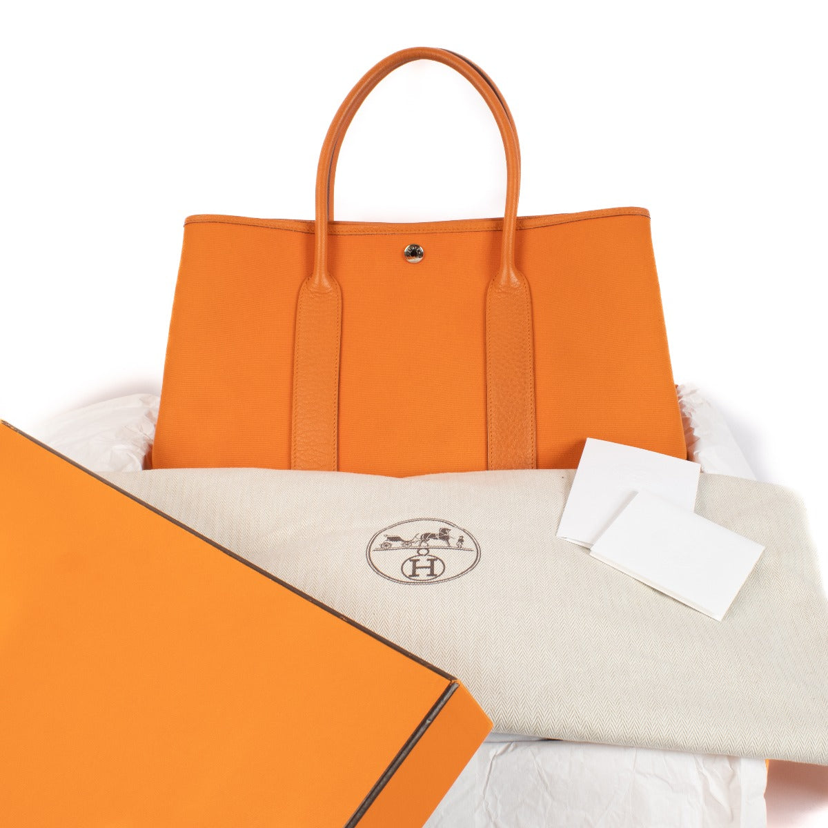 Hermès Garden Party 36 Orange Toile Officier/Buffalo PHW