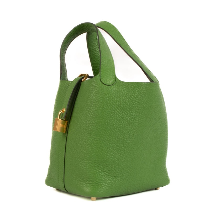 Authentic second hand Hermès Picotin Lock 18 Vert Yucca Taurillon Clemence GHW