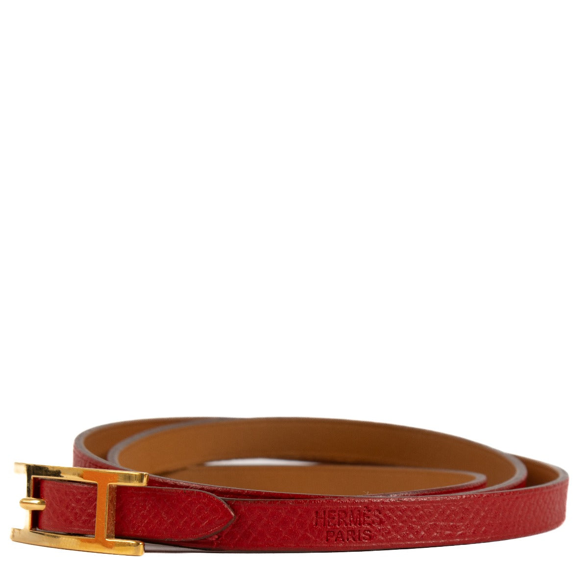 Bracelet Hermès Hapi 4 en cuir Epsom Rouge Casaque - Taille M