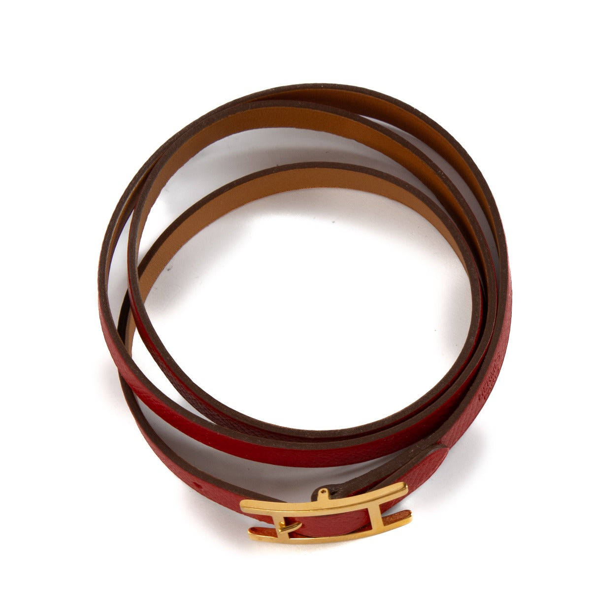Bracelet Hermès Hapi 4 en cuir Epsom Rouge Casaque - Taille M