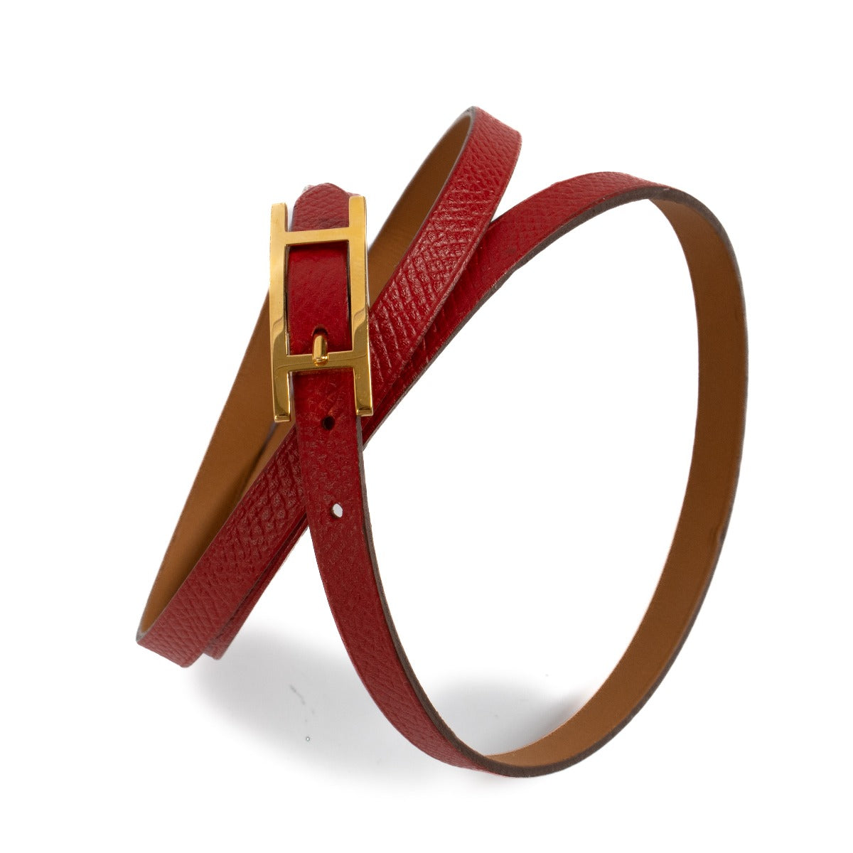 Bracelet Hermès Hapi 4 en cuir Epsom Rouge Casaque - Taille M
