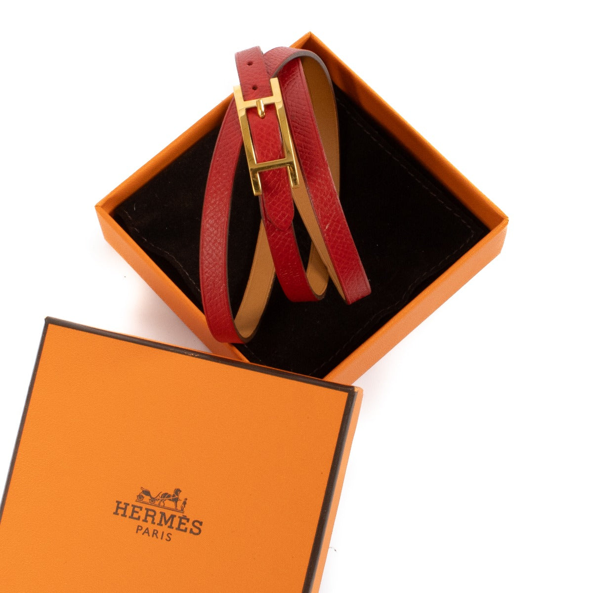 Hermès Rouge Casaque Epsom Hapi 4 Bracelet