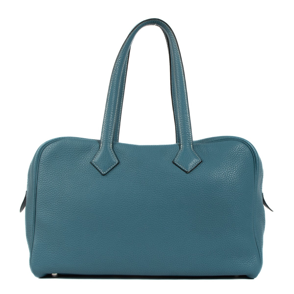 Shop authentic second hand Hermès Victoria 35 Blue Jean Clemance Taurillon Palladium Hardware on Labellov.com