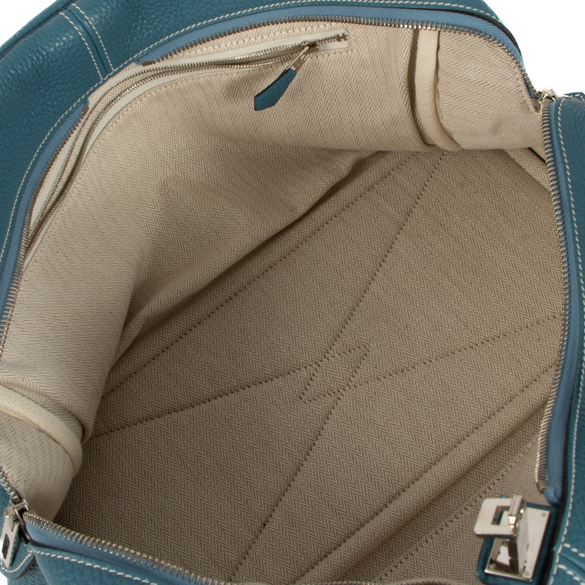 Shop authentic second hand Hermès Victoria 35 Blue Jean Clemance Taurillon Palladium Hardware on Labellov.com