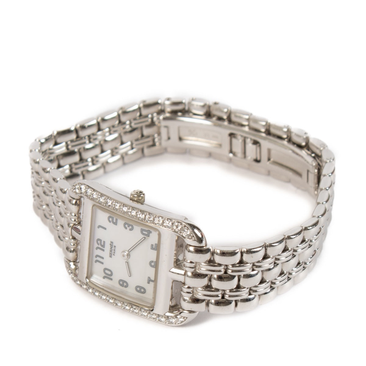 Authentic second hand Hermès 18K White Gold/Diamond Small Cape Cod 31mm Watch on www.labellov.com