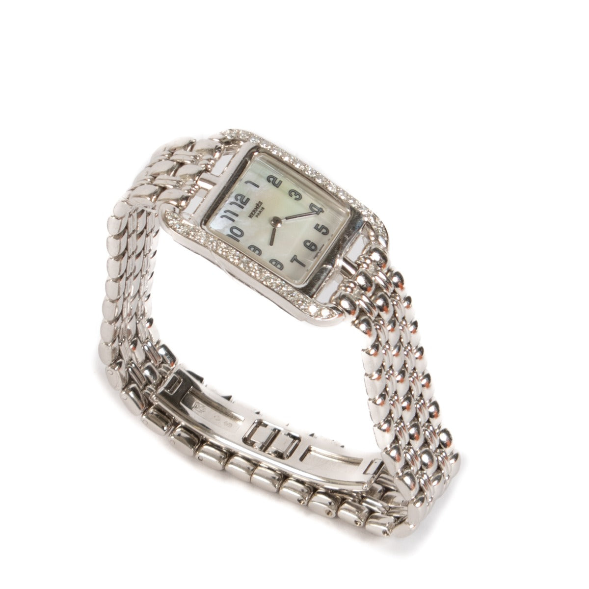 Authentic vintage second hand Hermès 18K White Gold/Diamond Small Cape Cod 31mm Watch on www.labellov.com