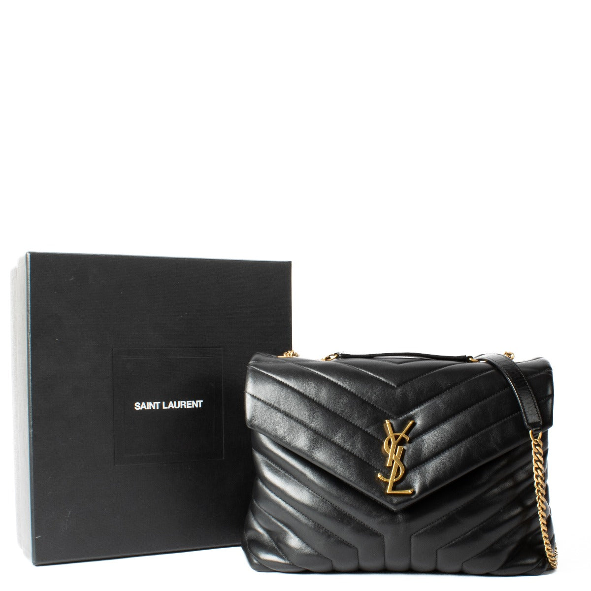 Shop safe online at Labellov in Antwerp, Brussels and Knokke this 100% authentic second hand Saint Laurent Black Loulou Medium Shoulder Bag