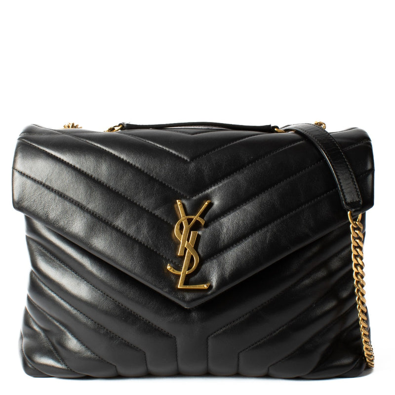 Shop safe online at Labellov in Antwerp, Brussels and Knokke this 100% authentic second hand Saint Laurent Black Loulou Medium Shoulder Bag