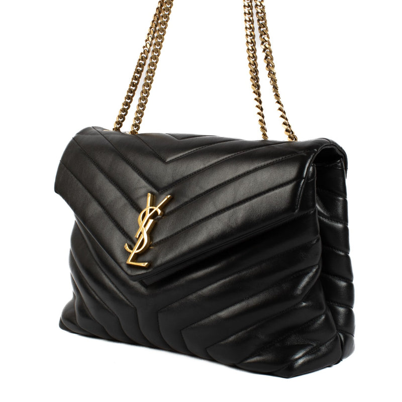 Shop safe online at Labellov in Antwerp, Brussels and Knokke this 100% authentic second hand Saint Laurent Black Loulou Medium Shoulder Bag
