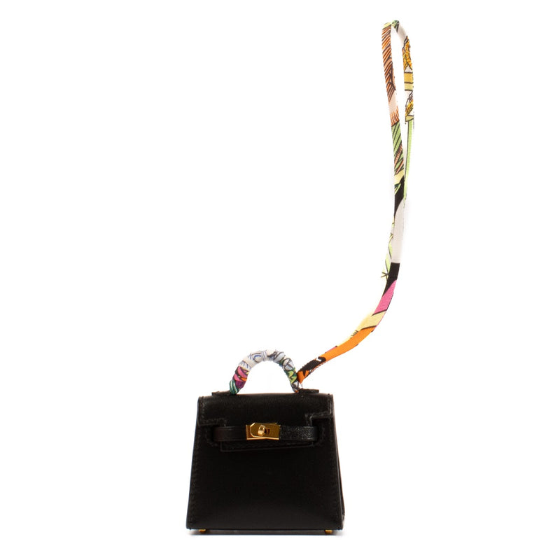 shop 100% authentic second hand Hermès Micro Kelly Twilly Charm Black Tadelakt GHW on Labellov.com