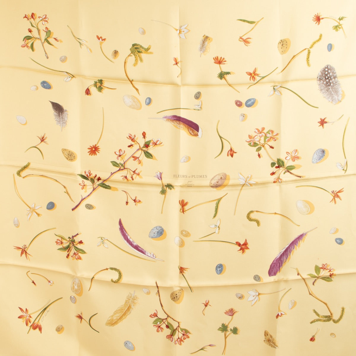 Shop 100% authentic second-hand Hermès Beige Scarf ''Fleurs et Plumes'' on Labellov.com