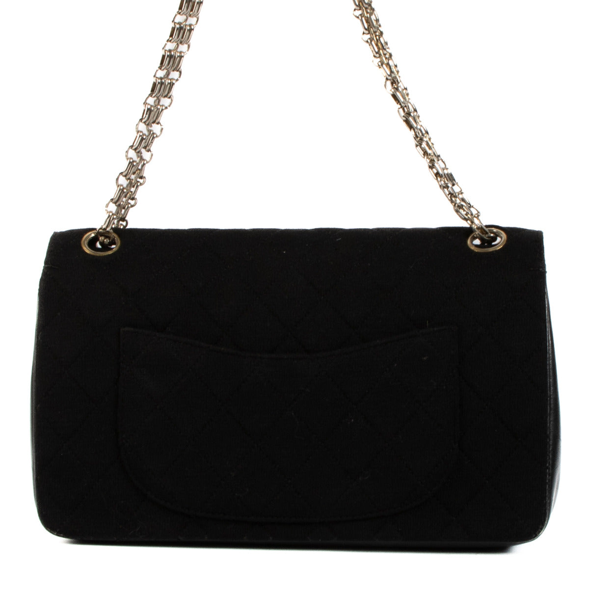 Chanel Vintage Black Fabric / Leather Medium Classic Flap Bag