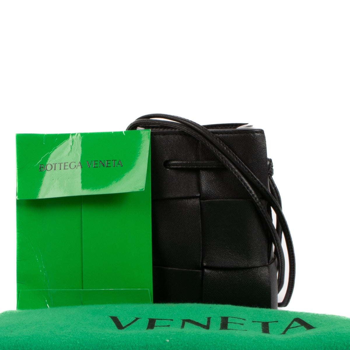shop 100% authentic second hand Bottega Veneta Black Mini Cassette Bucket Crossbody Bag on Labellov.com