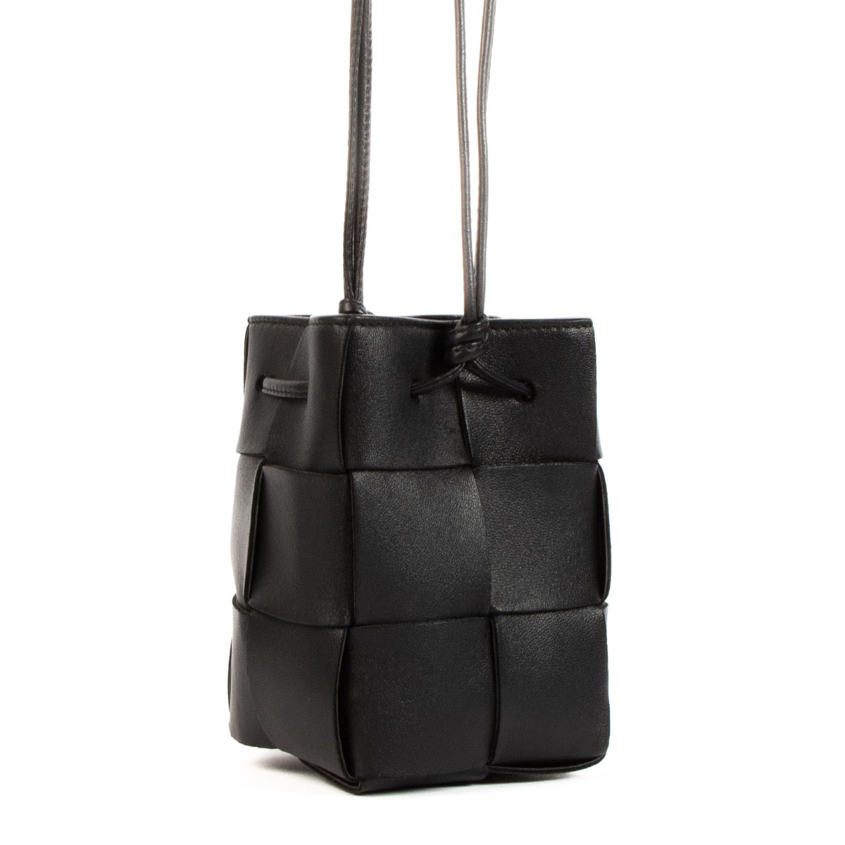shop 100% authentic second hand Bottega Veneta Black Mini Cassette Bucket Crossbody Bag on Labellov.com