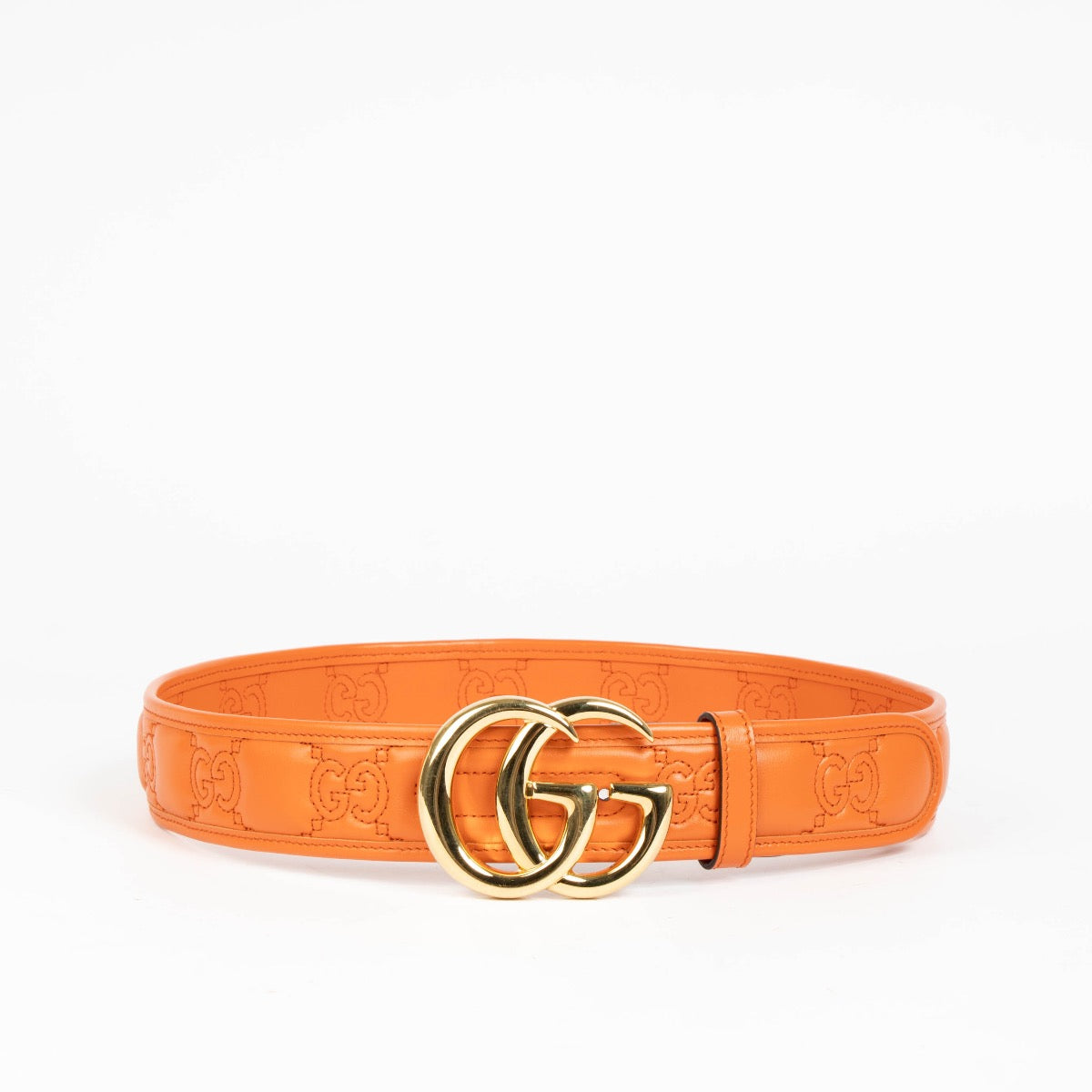 Authentic pre-loved Gucci Orange GG Marmont Belt - Size 80 on Labellov.com