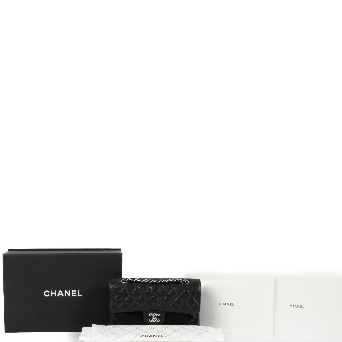 Chanel Black Caviar Small Classic Flag Bag PHW