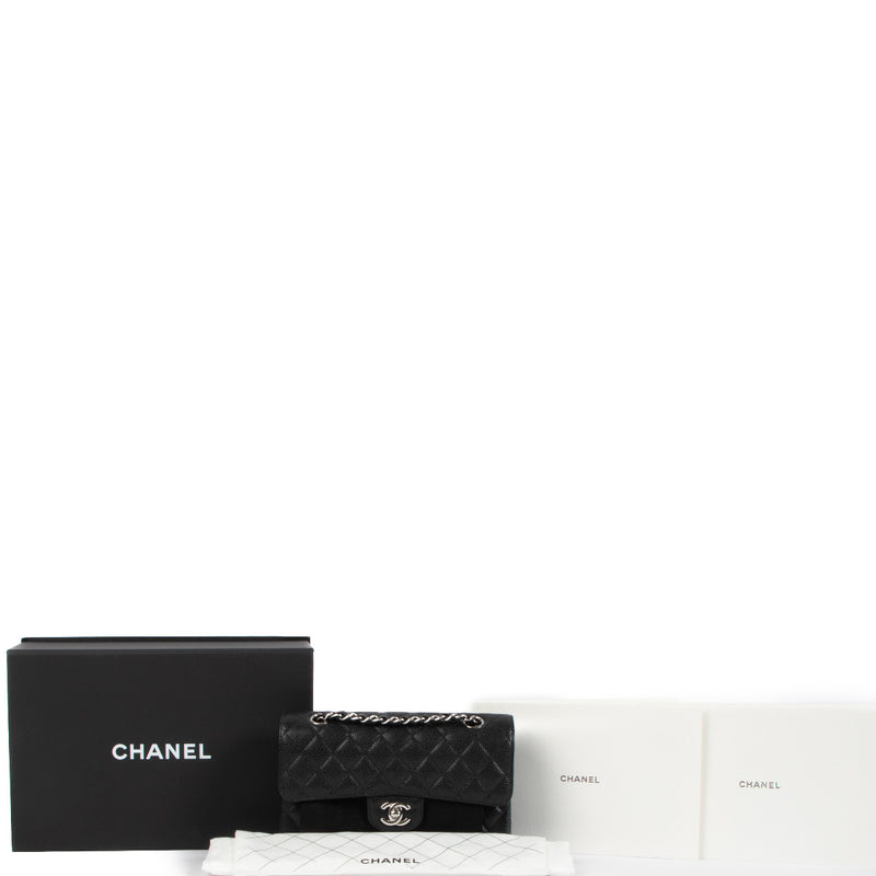 Chanel Black Caviar Small Classic Flag Bag PHW