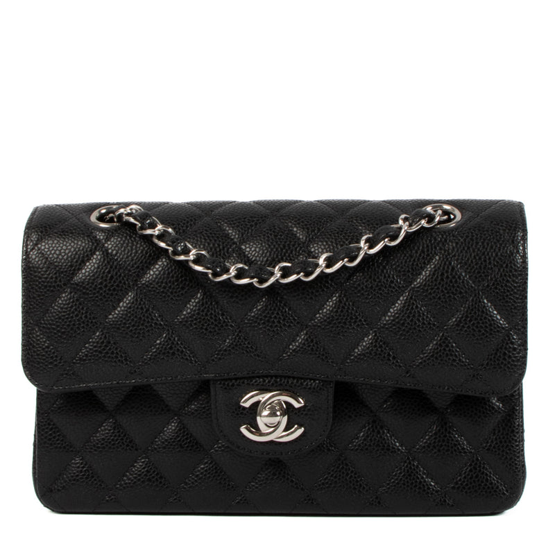 Chanel Black Caviar Small Classic Flap Bag for the best price at Labellov secondhand luxury in Antwerp and Knokke.
