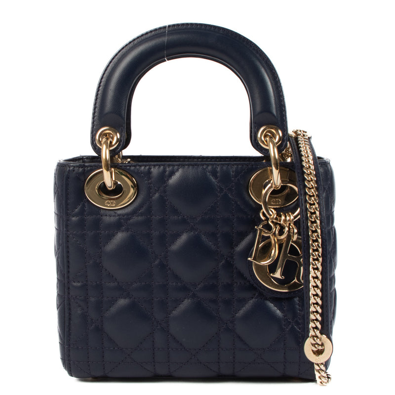 Christian Dior Blue Mini Lady Dior full set available at Labellov