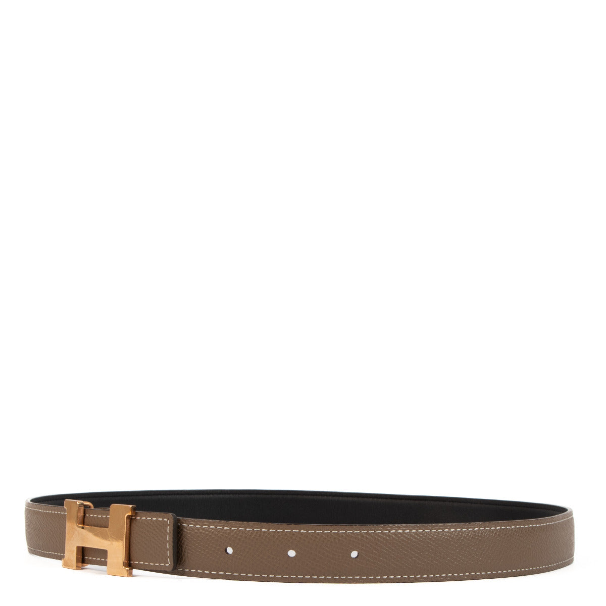 Hermès Etoupe & Black Mini Constance Belt - size 70