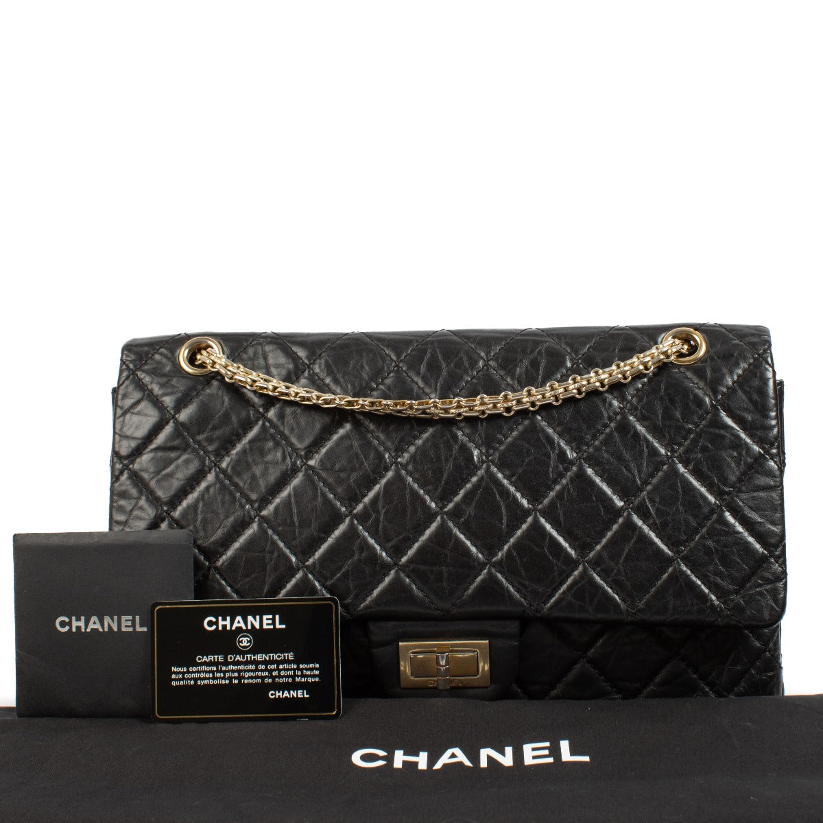Chanel Zwart Maxi 2.55 tas van verouderd kalfsleer
