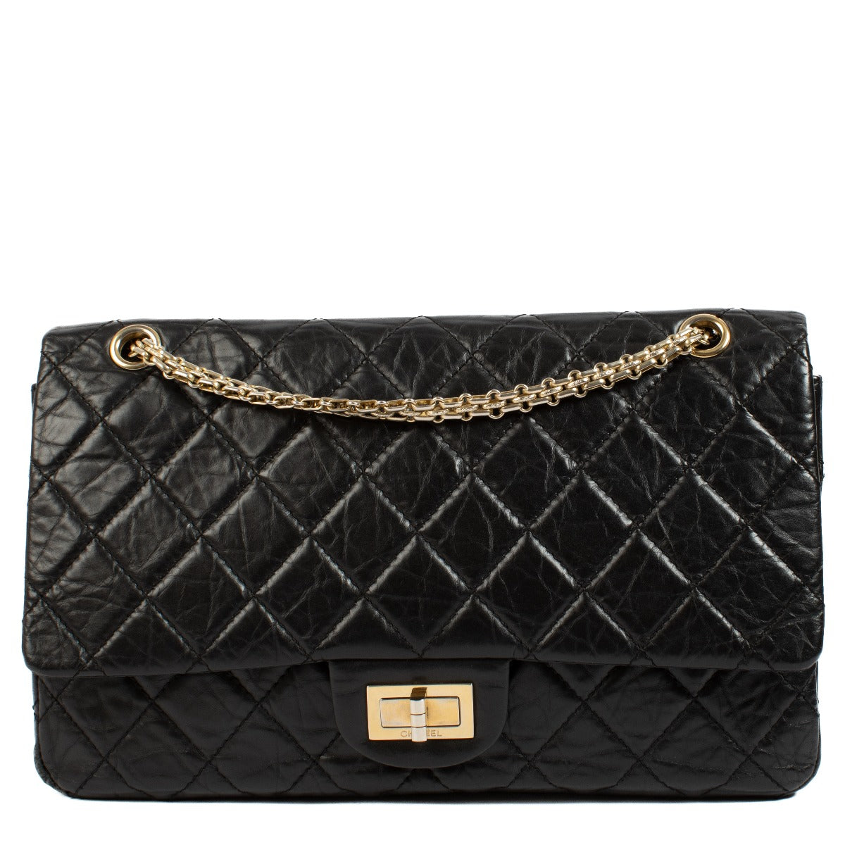 Chanel Zwart Maxi 2.55 tas van verouderd kalfsleer