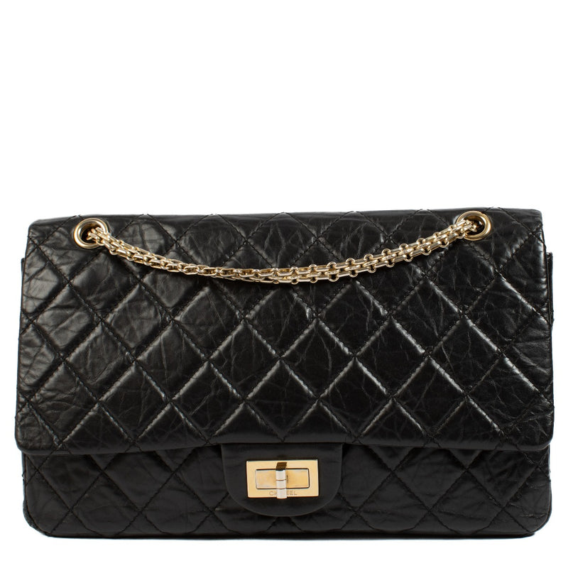 Chanel Black Aged Calfskin Maxi 2.55 Bag