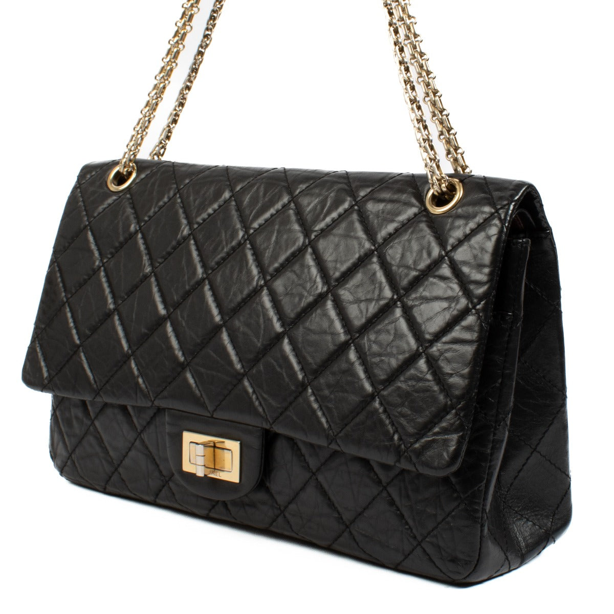 Chanel Zwart Maxi 2.55 tas van verouderd kalfsleer