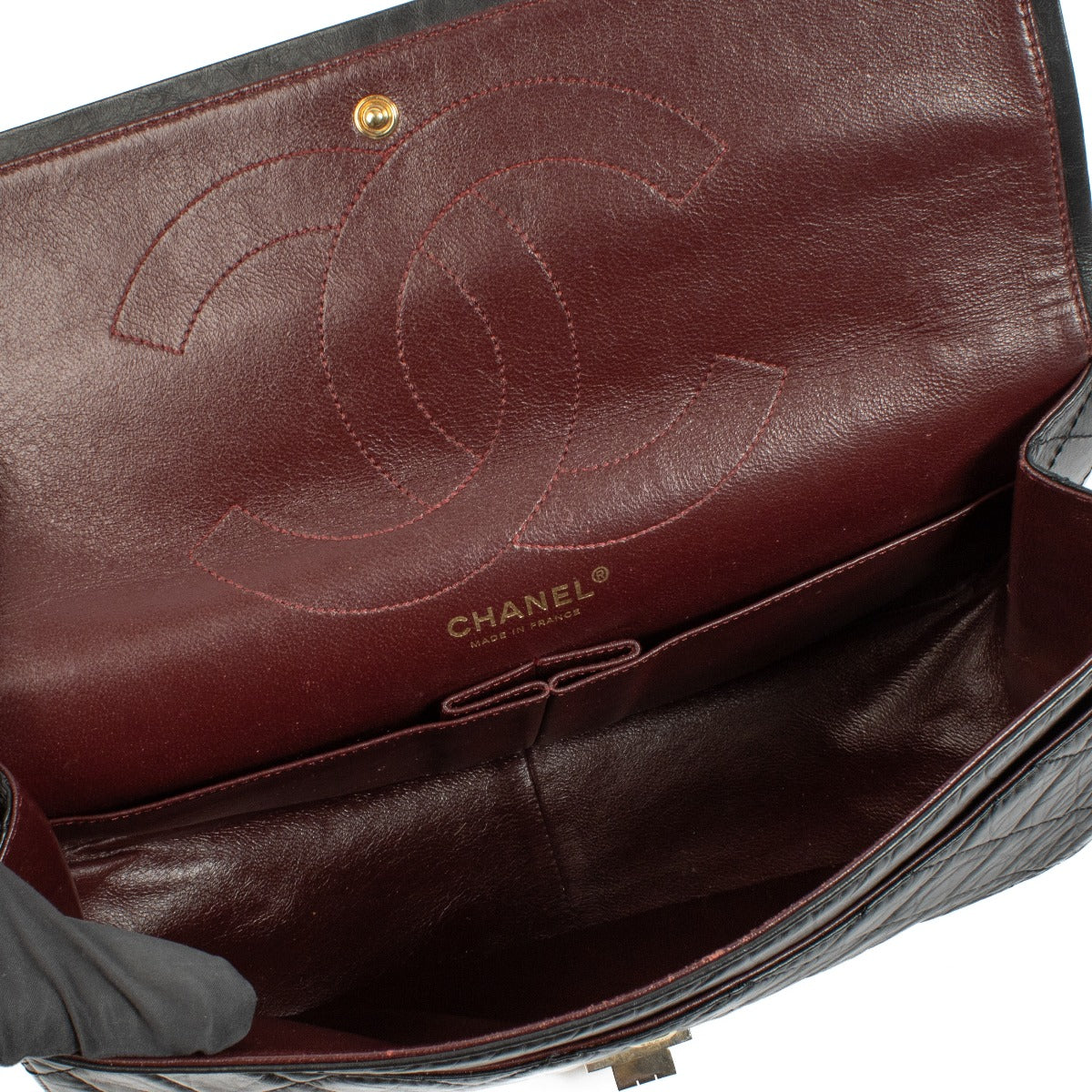 Chanel Zwart Maxi 2.55 tas van verouderd kalfsleer
