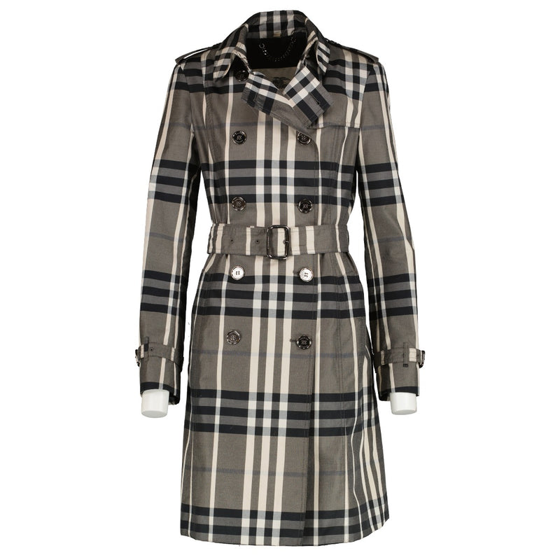 Burberry Check Cotton Blend Trench Coat