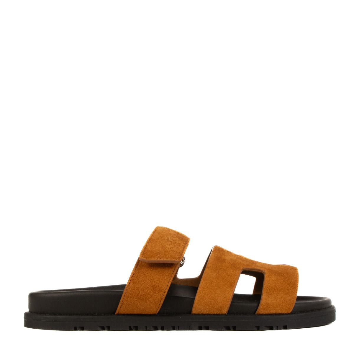 Hermès Gold Suede Chypre Sandals