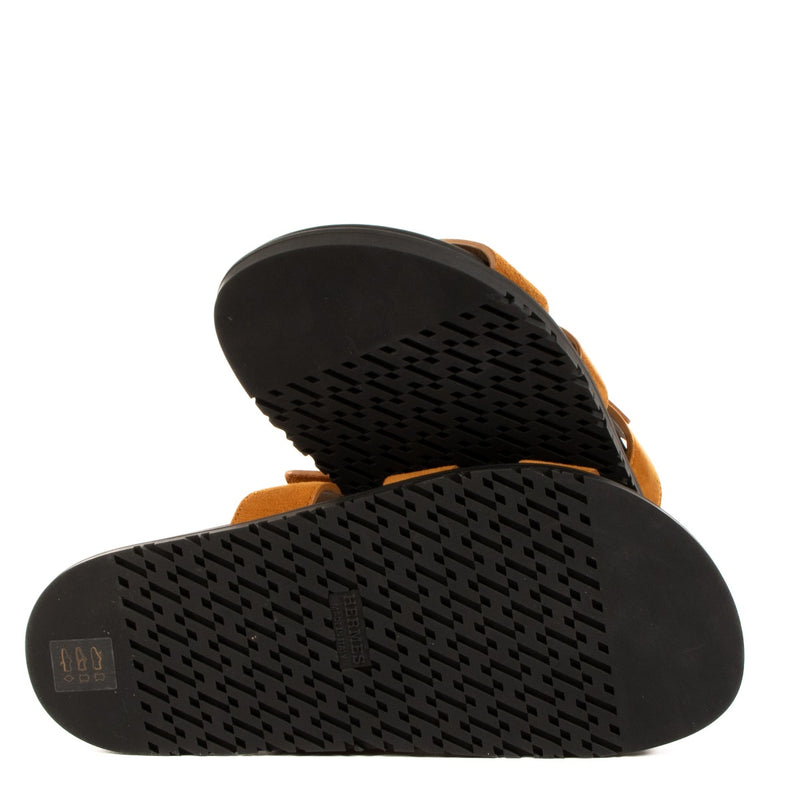 Hermès Gold Suede Chypre Sandals - Size 37