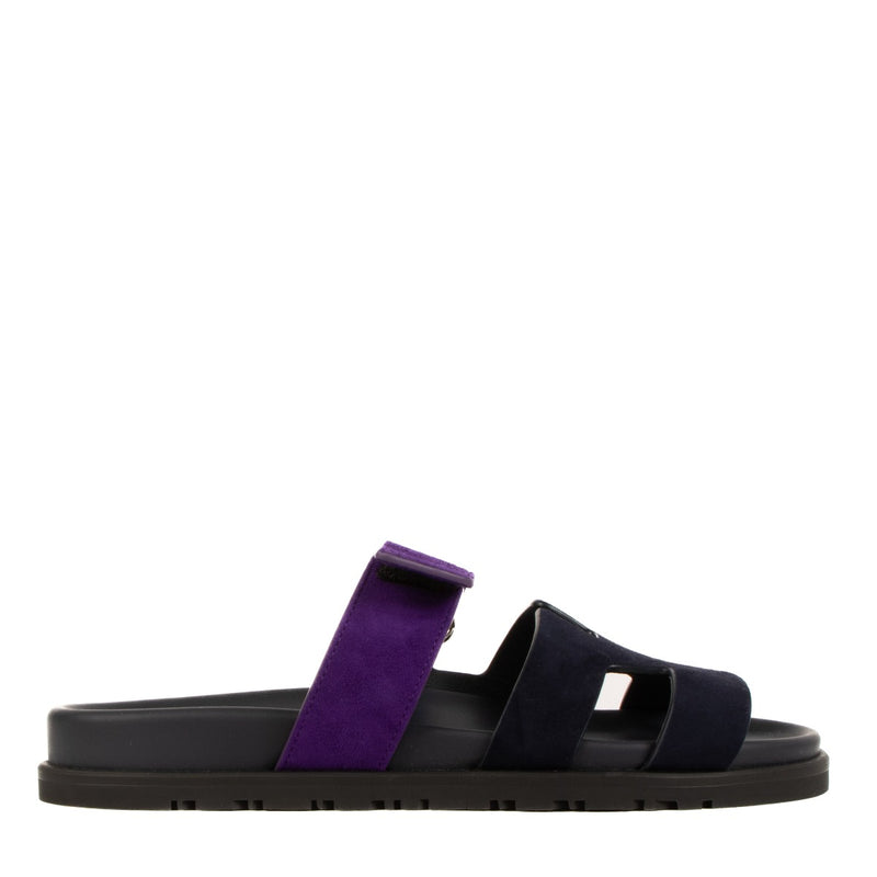 Hermès Marine/Violet Majorette Suede Chypre Sandals - Size 37