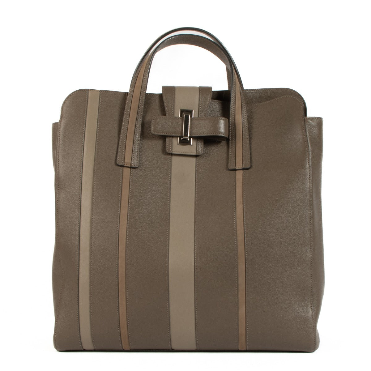 Delvaux Tourterelle Shades Stripes Simplissime N/S Tote Bag