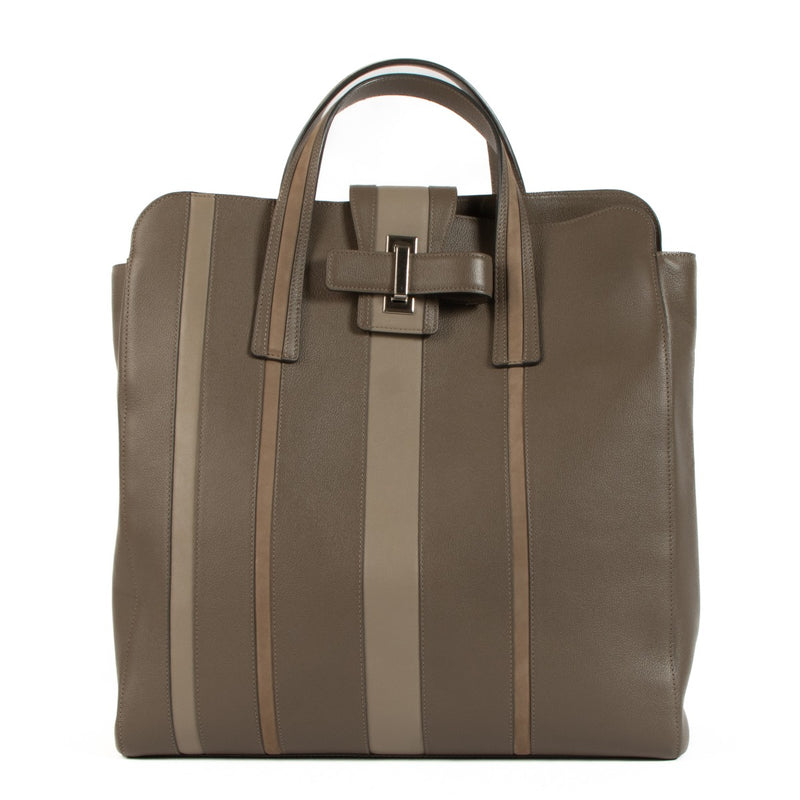 Delvaux Tourterelle Shades Stripes Simplissime N/S Tote Bag
