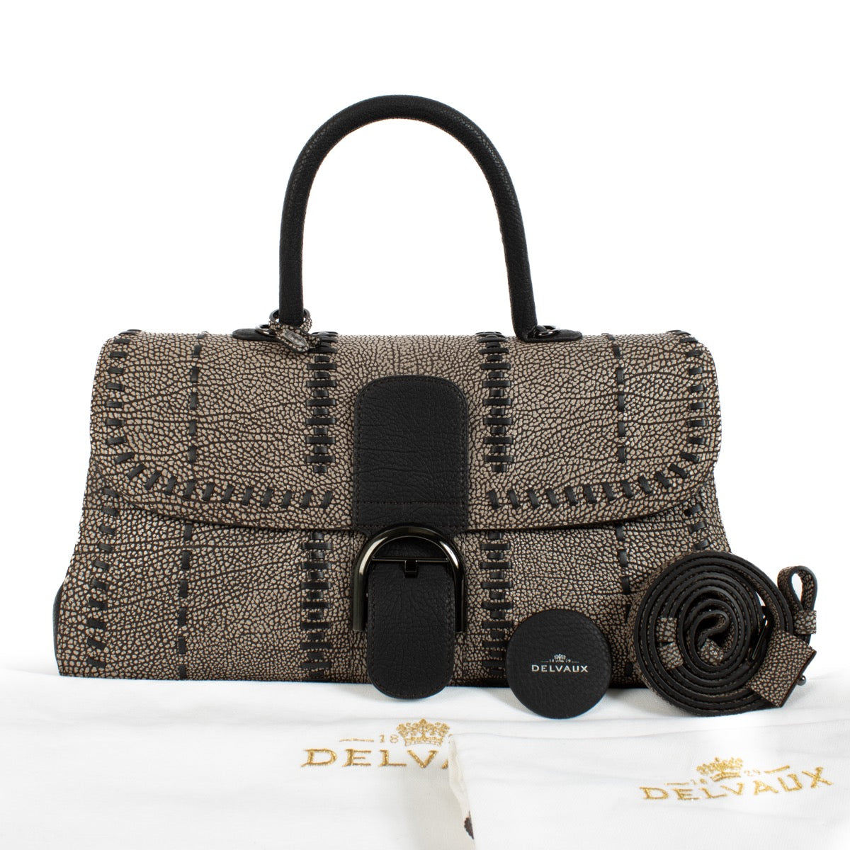 Authentic second hand Delvaux Ebene Tribal Stitch Brillant East/West Bag on Labellov.com