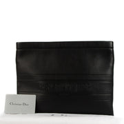 Buy an authentic second hand Christian Dior Black Leather Striped Pouch Clutch at Labellov