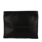 Christian Dior Black Leather Striped Pouch Clutch