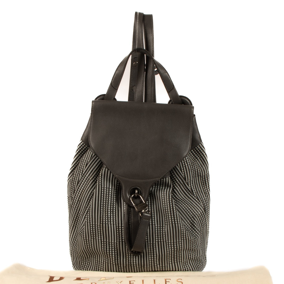 shop 100% authentic second hand Delvaux Grey Toile de Cuir Rosé Backpack on Labellov.com