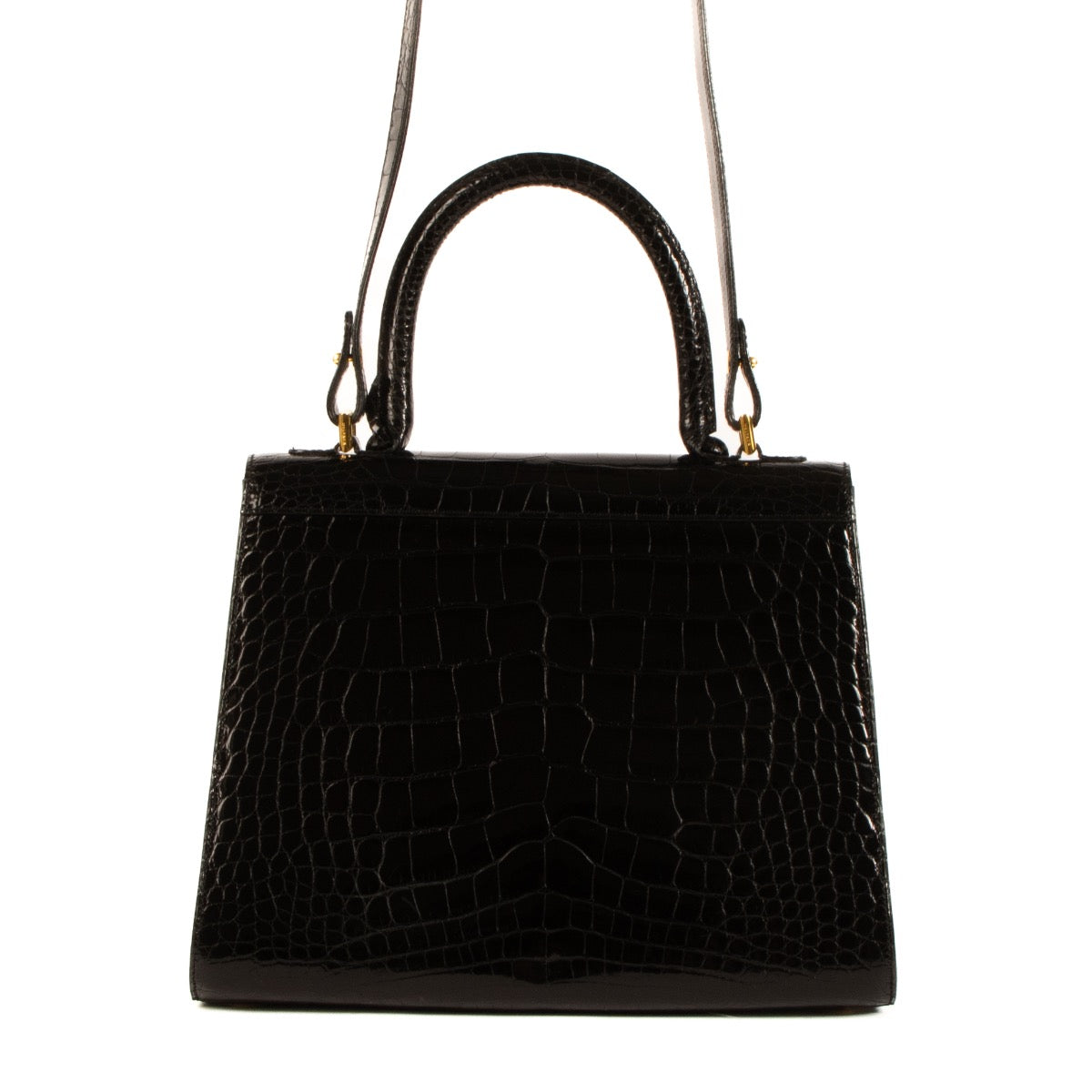 Shop 100% authentic second-hand Delvaux Black Shiny Crocodile Brillant MM Bag on Labellov.com