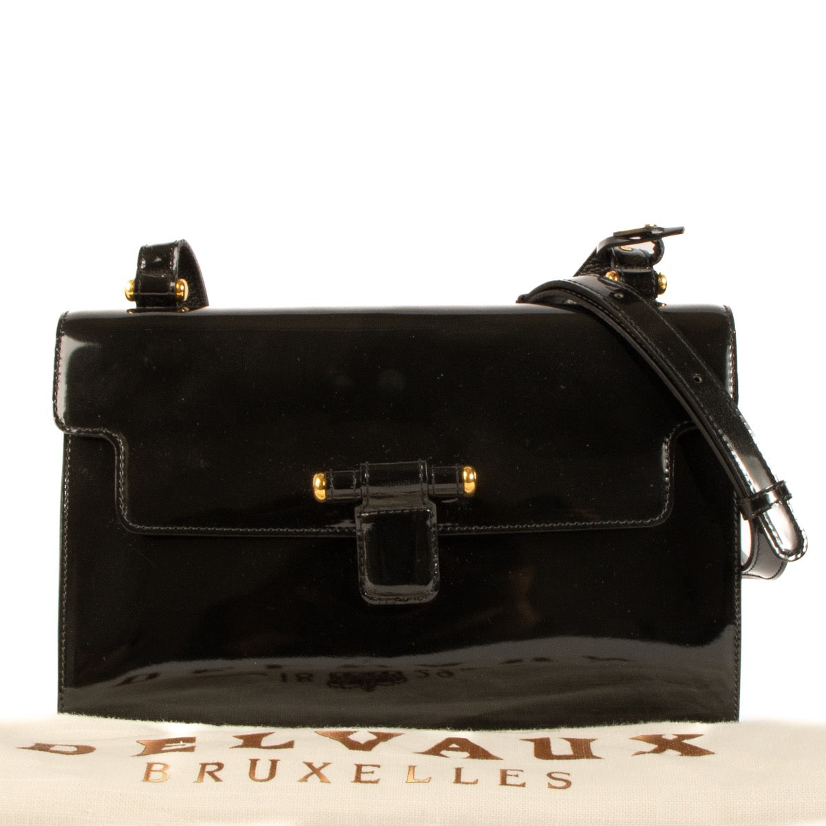 Delvaux Black Patent Leather Crossbody Bag