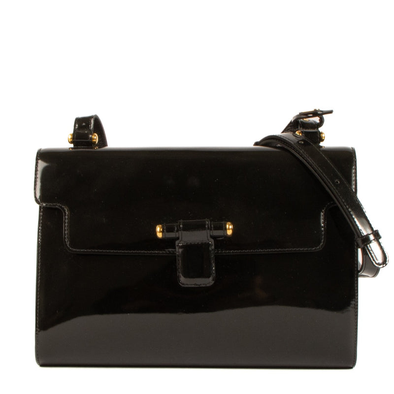 Delvaux Black Patent Leather Crossbody Bag