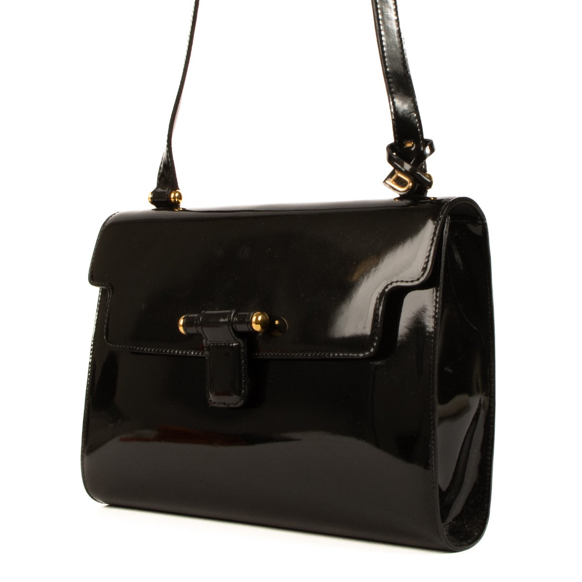 Delvaux Black Patent Leather Crossbody Bag
